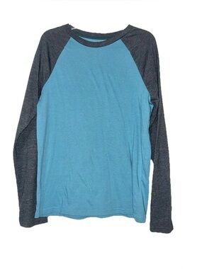 Sonoma Boys Teal Blue & Gray Raglan Everyday Baseball Tee Long Sleeves Size XL